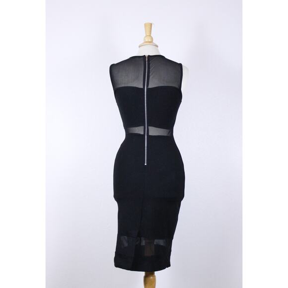 French Connection Lula Y2K style Black Panel Dress mesh sheer bodycon club XS 4 - Picture 6 of 7